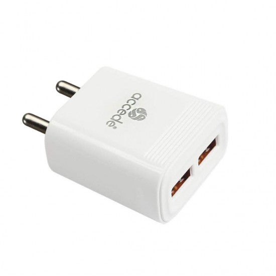 Accede Zapper Plus 2.4A Dual USB Ports Charger with Type C Cable