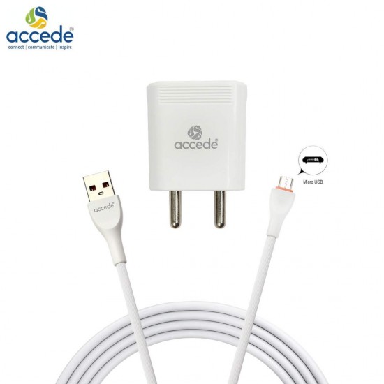 Accede Zapper Plus 2.4A Dual USB Port Charger with Micro USB Cable